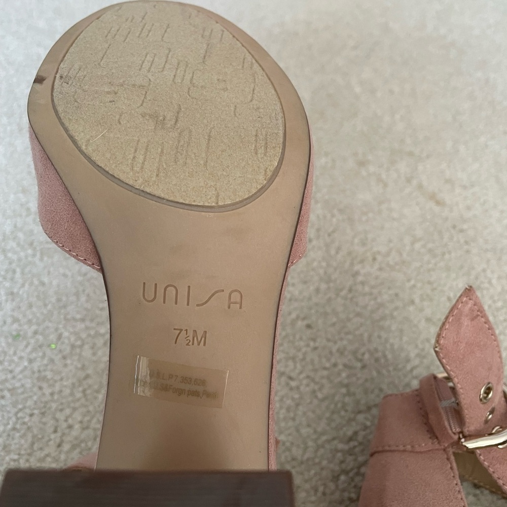 Pink Suede Closed Toe Heals - Picture 7 of 7
